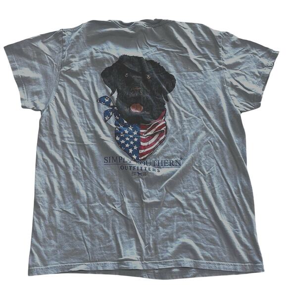 Simply Southern Women’s MD Chocolate Lab American Flag Bandana Graphic T-shirt - Picture 1 of 5